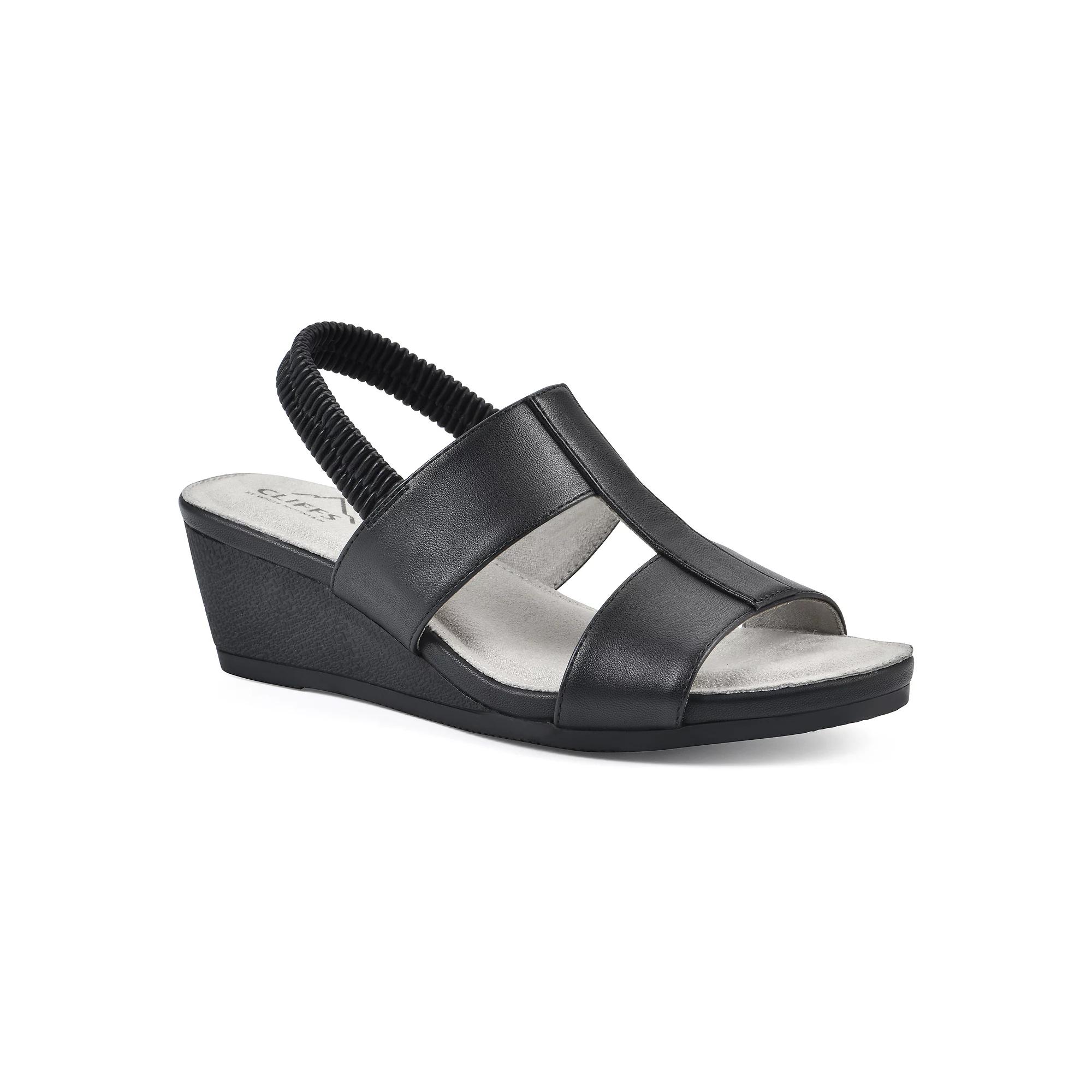 Cliffs by White Mountain Candea Women's Slingback Wedge Sandals, Size: 8, Black Burnished Product Image
