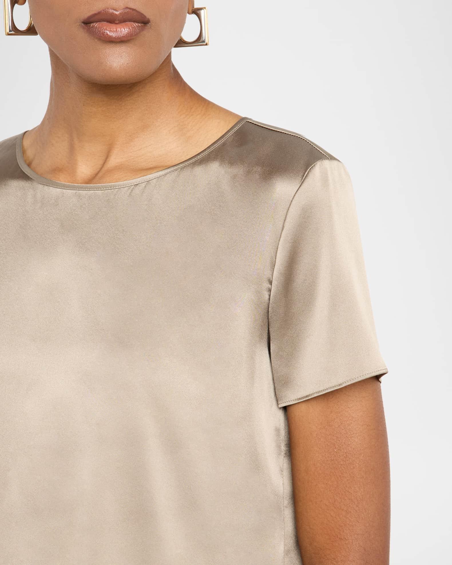 Short-Sleeve Crewneck Satin Tee Product Image