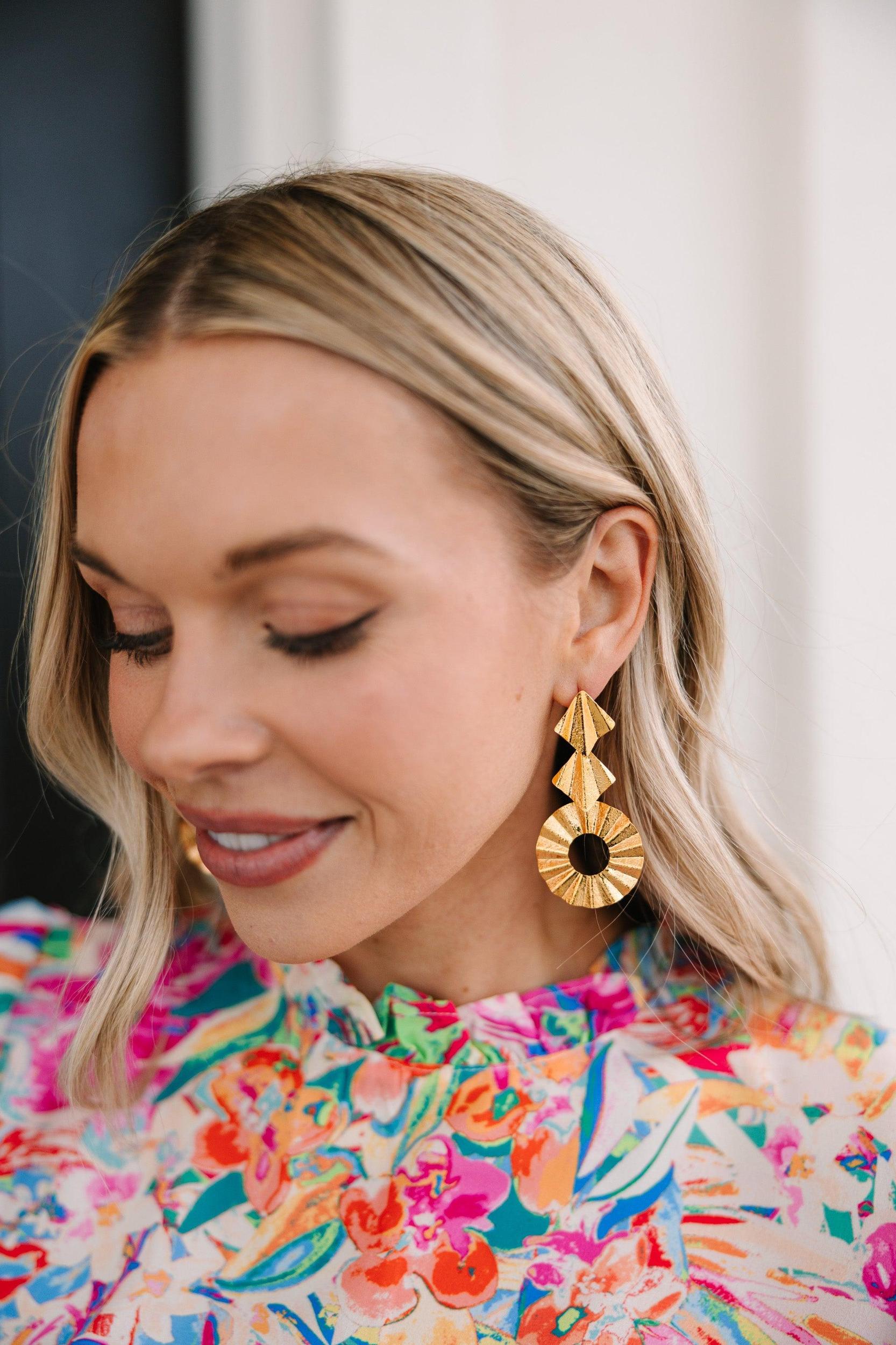 Treasure Jewels: Triple Ivy Gold Drop Earrings Female Product Image