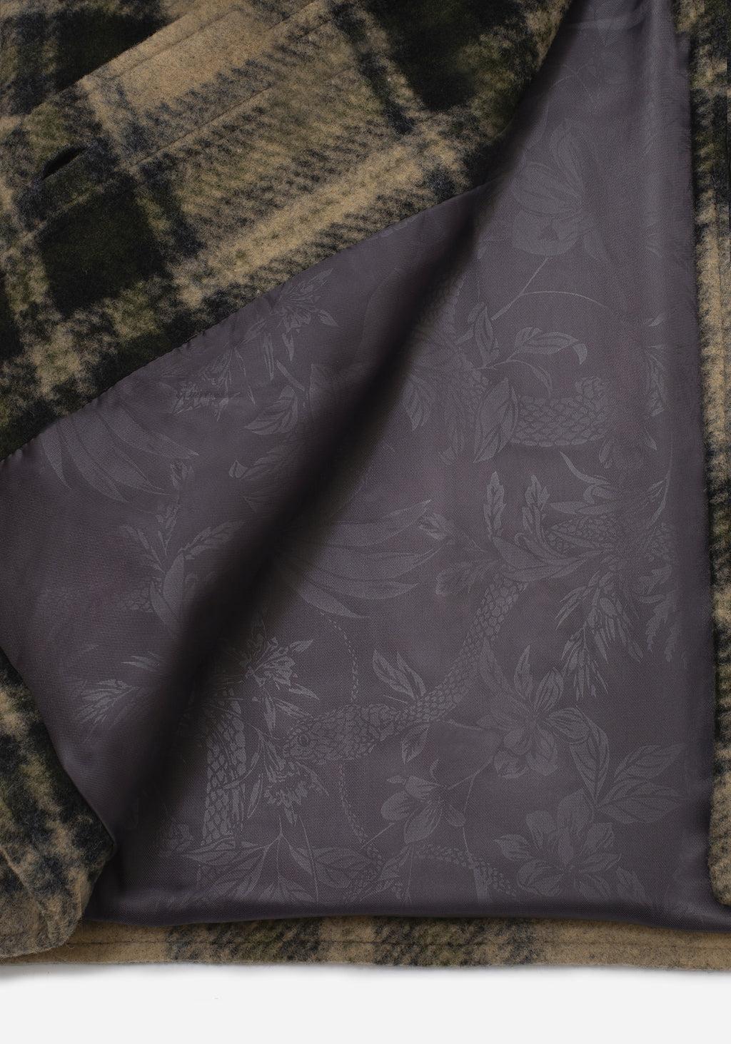 Trellis Hooded Pocket Check Shacket - Green Product Image