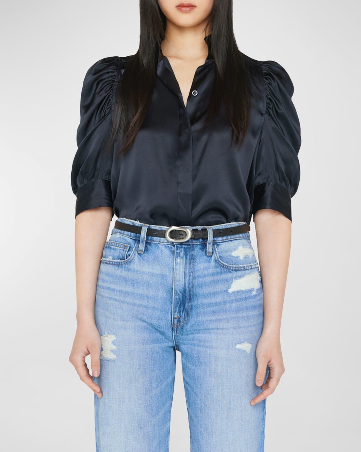 Womens Gillian Ruched Silk Top Product Image