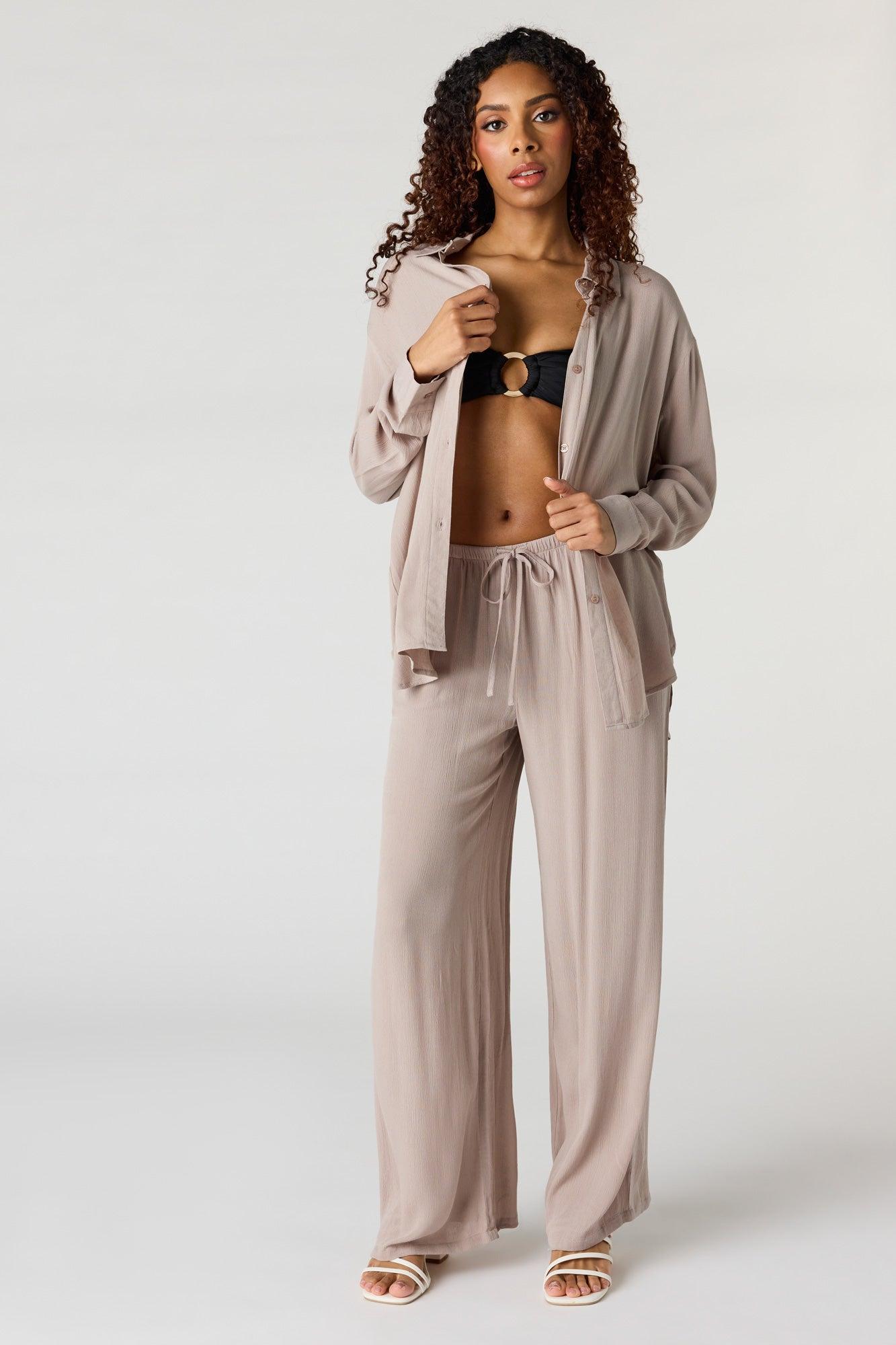 Flowy Oversized Button-Up Top Female Product Image