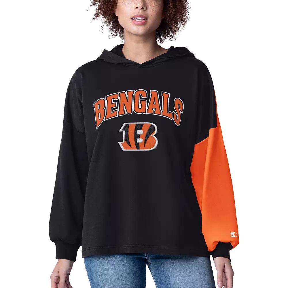 Women's Starter Black Cincinnati Bengals Power Move Long Sleeve Pullover Hoodie,  Product Image