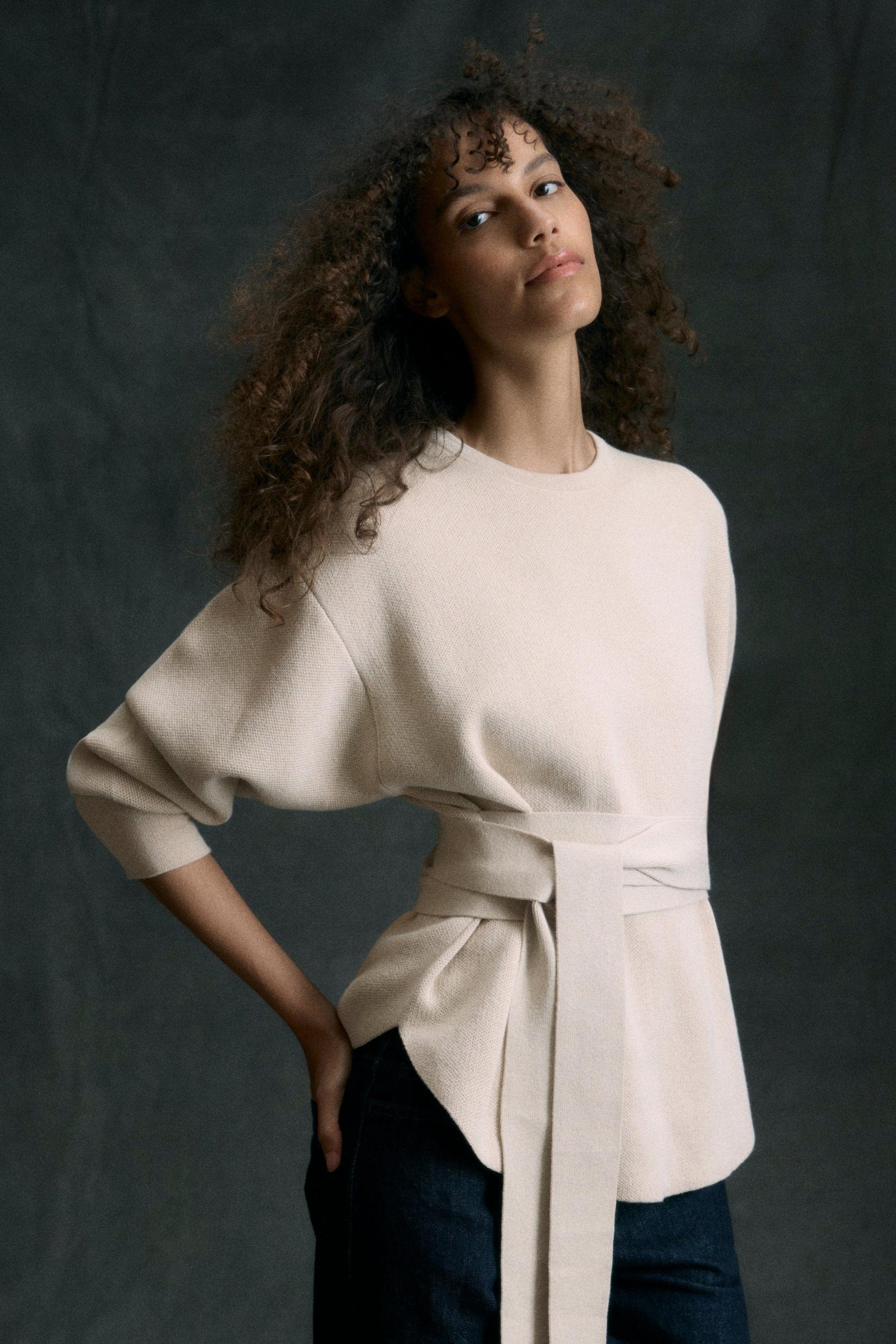 Nara Tie-Front Knit Sweater Product Image