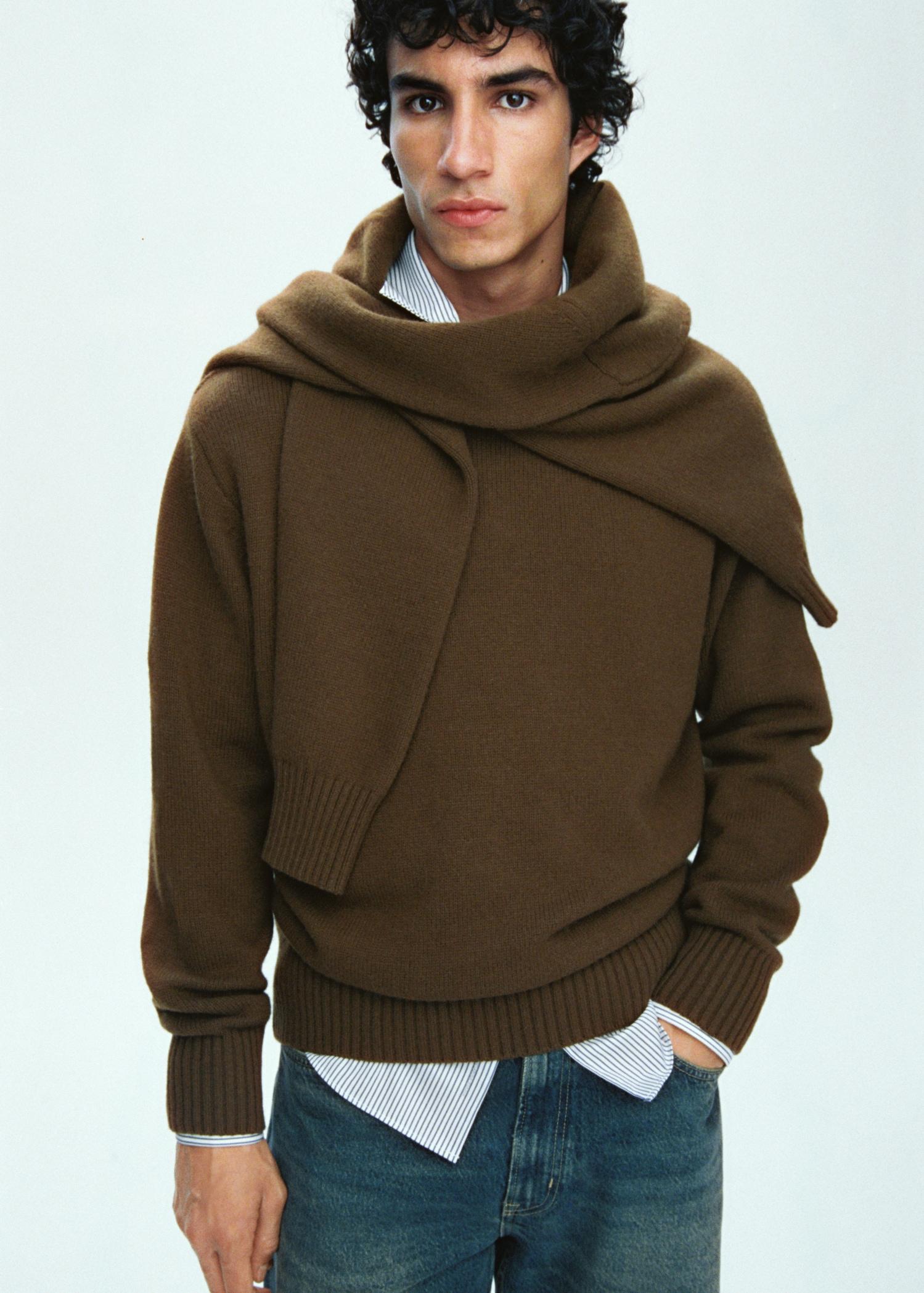 Knitted wool blend sweater - Men | MANGO USA Product Image