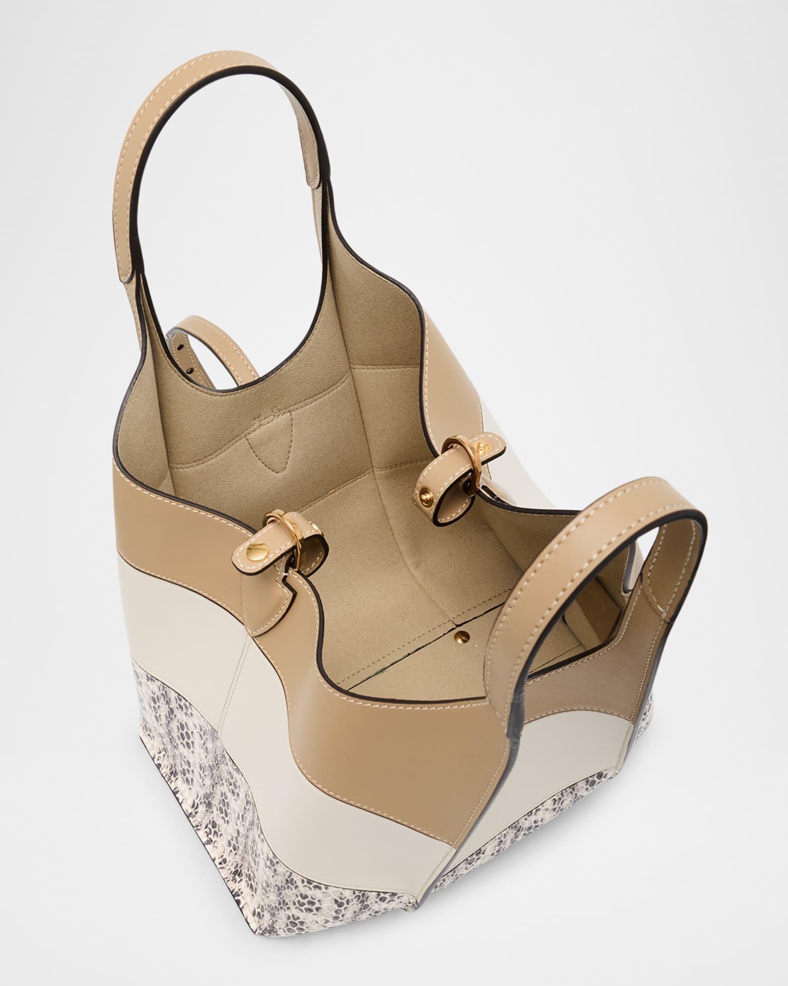 Mini Tricolor Snake-Print Leather Shopping Tote Bag Product Image