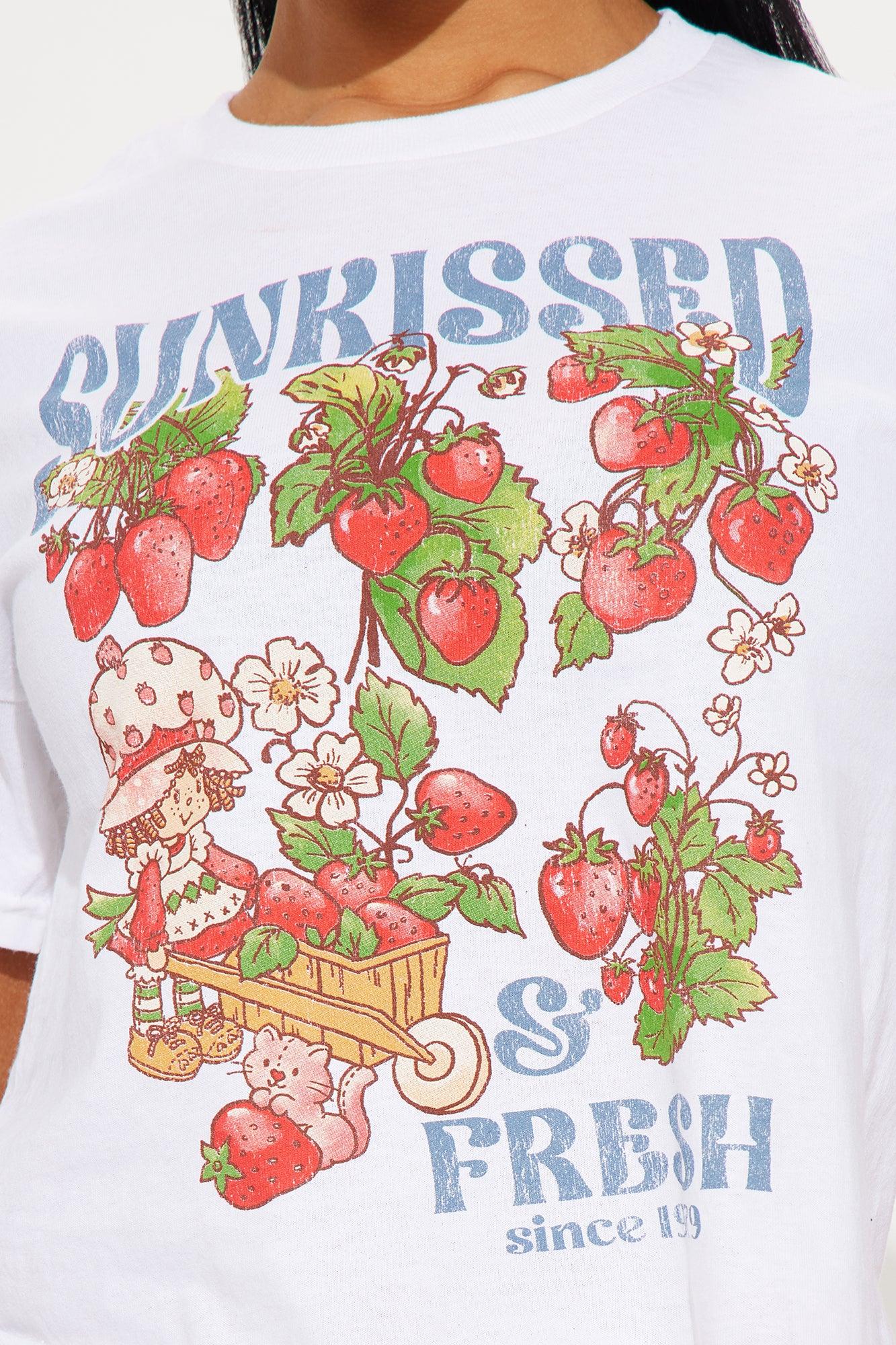 Sunkissed Strawberry Shortcake Cropped Tee - White Product Image