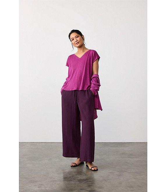 Eileen Fisher Organic Linen Jersey V-Neck Cap Sleeve Top Product Image