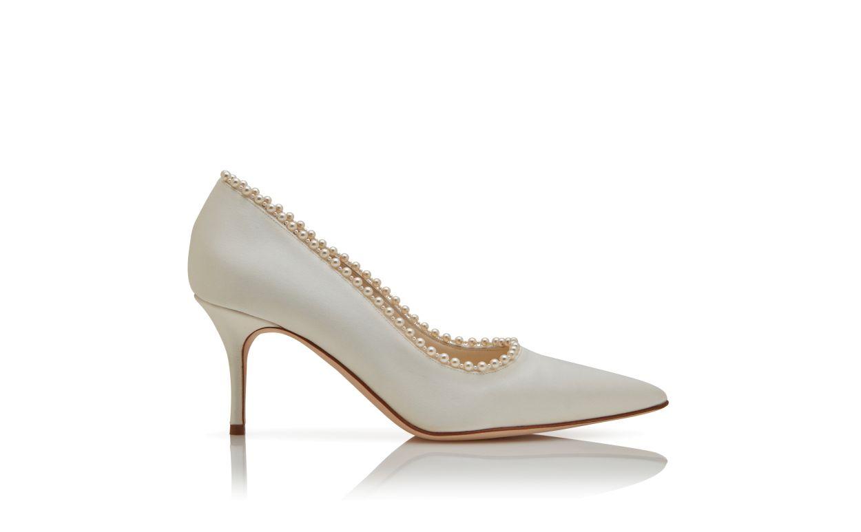 KIFAT Light Cream Satin Pearl Detail Pumps Product Image