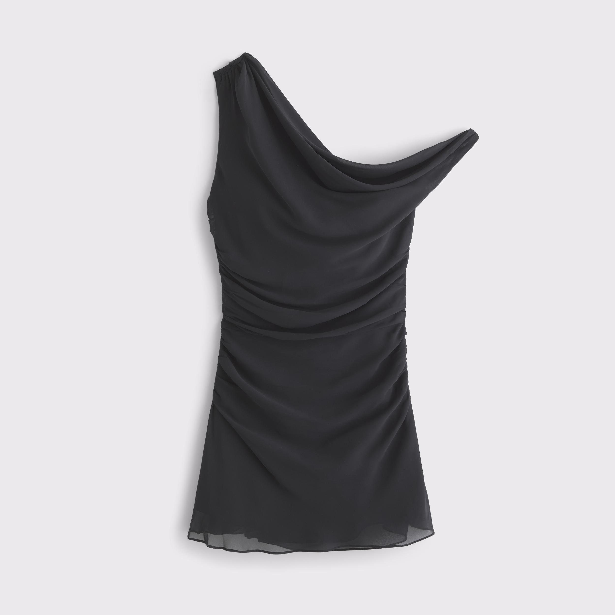 One-Shoulder Draped Mini Dress Product Image