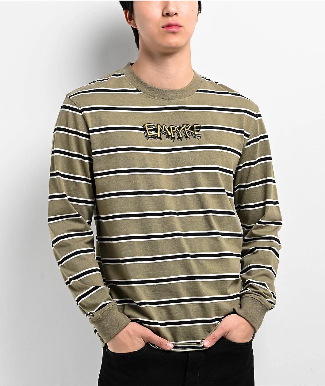 Empyre Stove Top Green Stripe Long Sleeve Knit T-Shirt Product Image