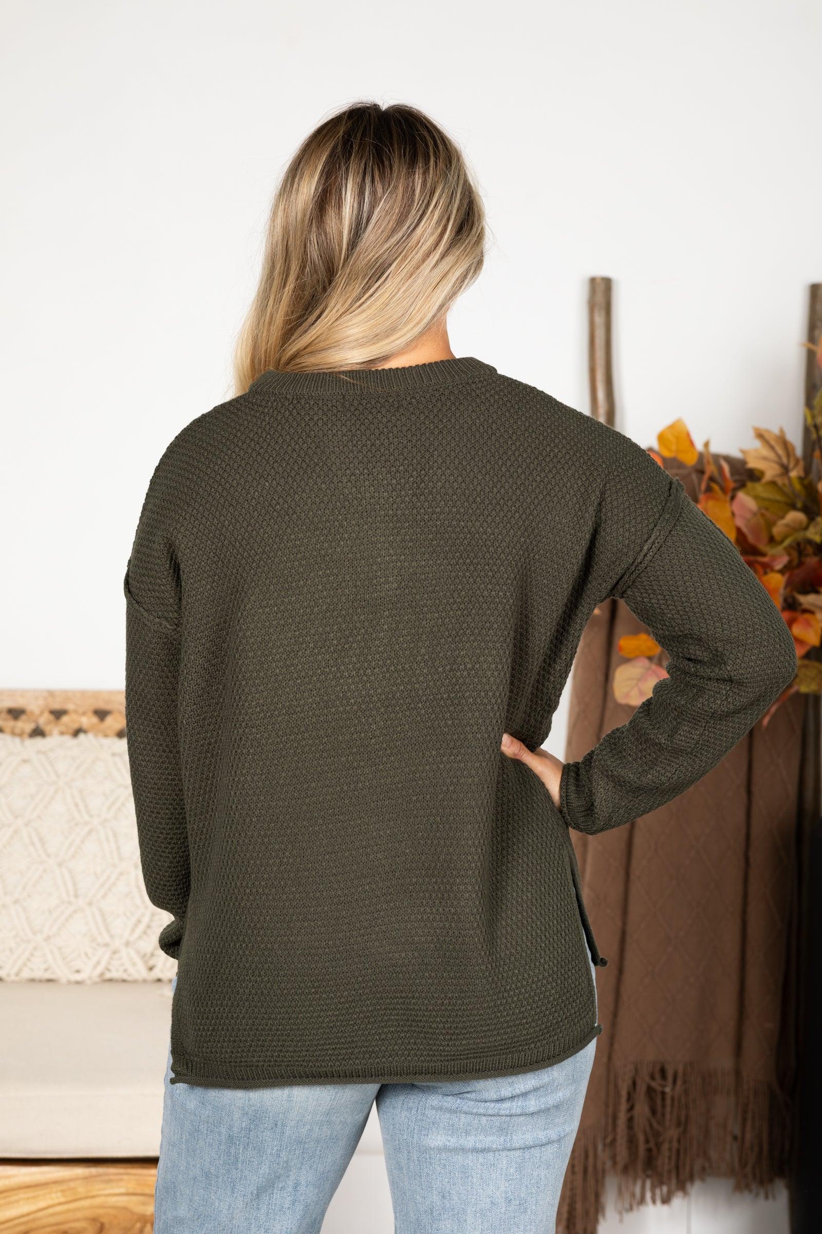 Button Henley Neckline Basic Sweater Product Image