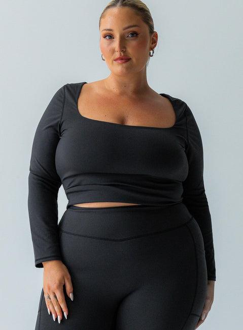 Thriving Activewear Top Black Curve Product Image