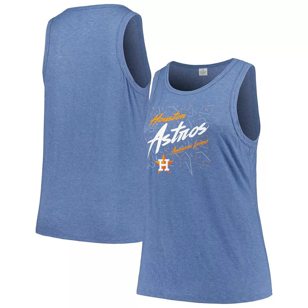 Women's Soft as a Grape Navy Houston Astros Plus Size Curvy High Neck Tri-Blend Tank Top, Size: 1XL, Blue Product Image