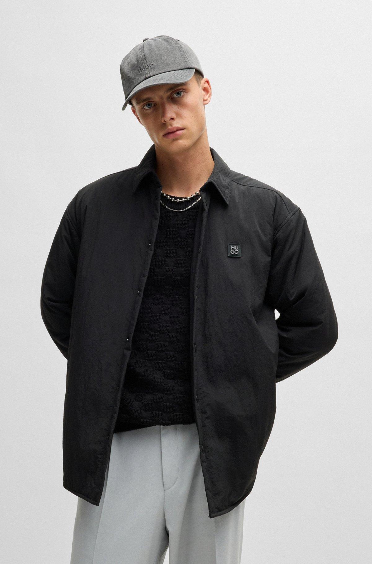 Oversize-fit padded overshirt with stacked-logo badge Product Image