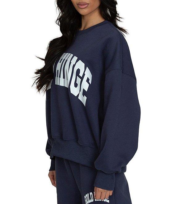GOLD HINGE Coordinating Wide Arm Crew Neck Long Sleeve Logo Sweatshirt Product Image