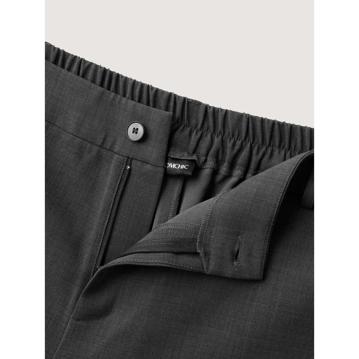 Plus Size Stretch Woven Micro Flare Pants Women DimGray Office Bodycon Mid Rise Office Pants BloomChic 14-16/1X Product Image