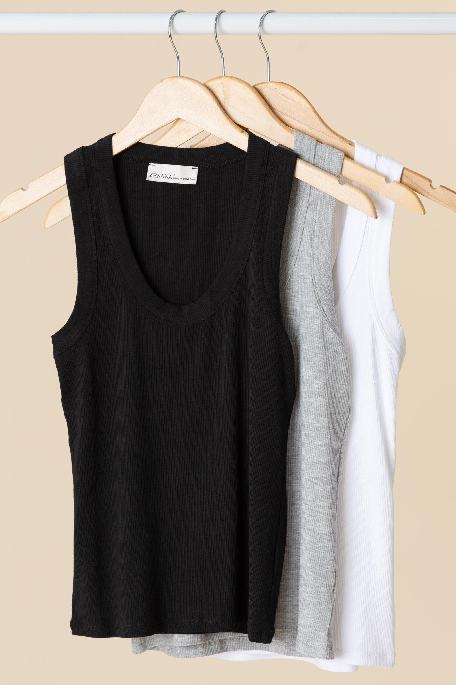 Ribbed Scoop Neck Knit Tank Top Product Image