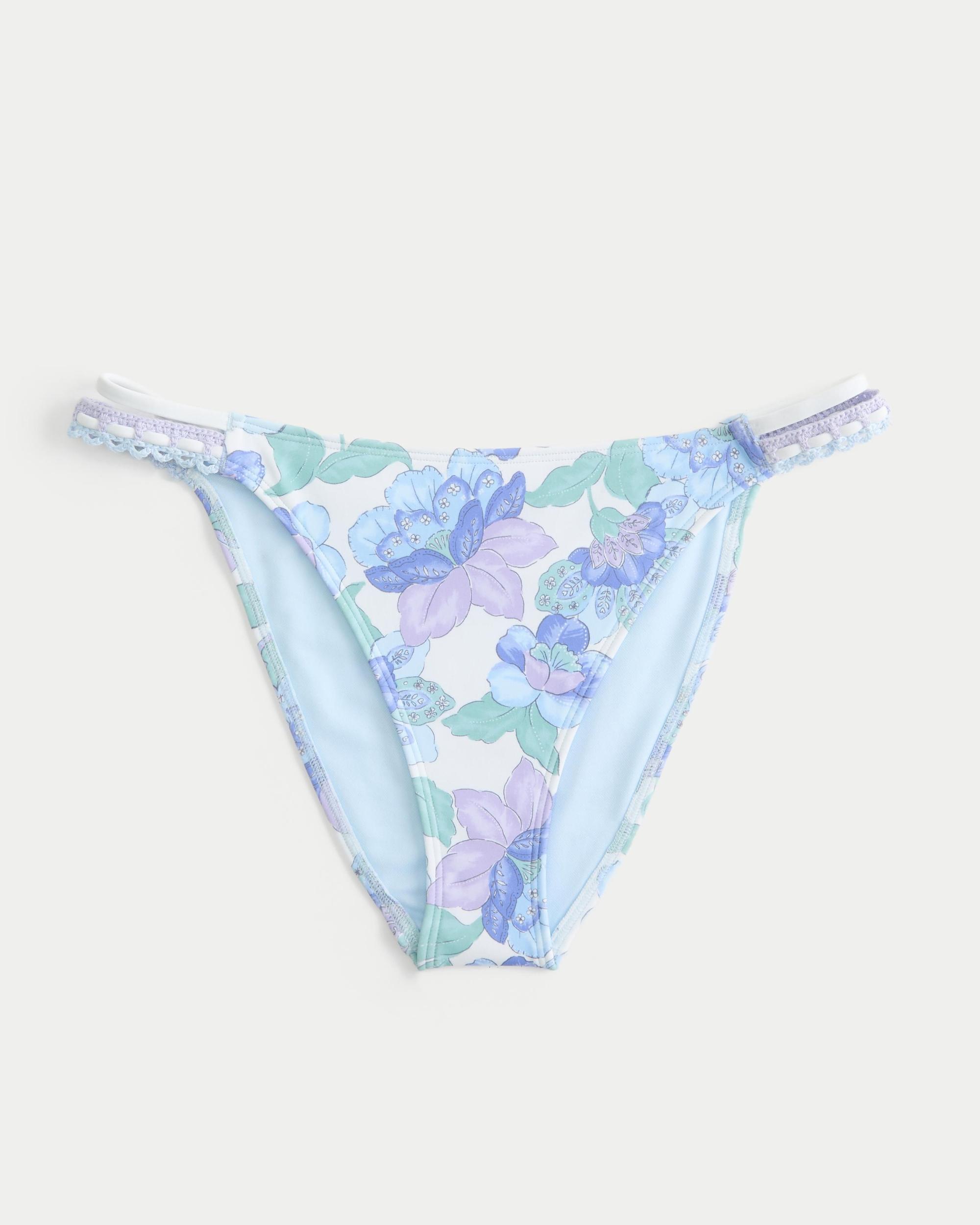 Crochet-Style Mixed High-Leg Cheeky Bikini Bottom Product Image