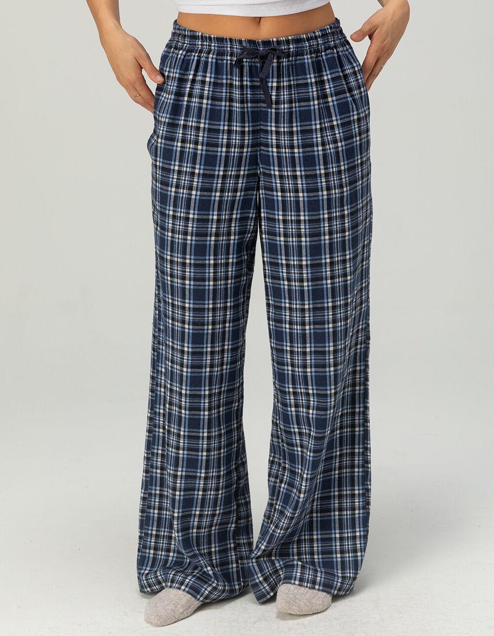 FULL TILT Plaid Flannel Womens Pajama Pants - BLUE COMBO Product Image