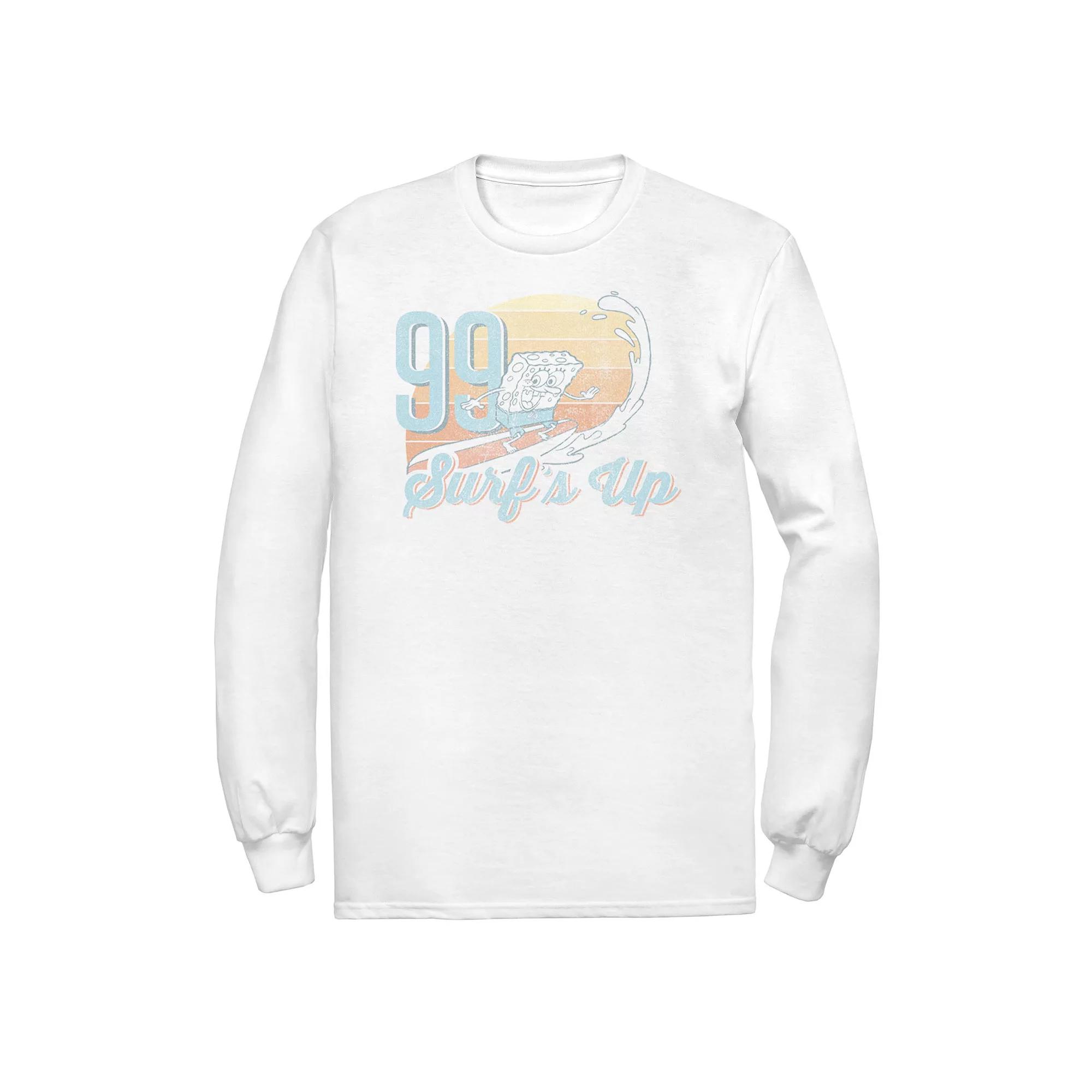 Men's Spongebob '99 Surfs Up Faded Retro Portrait Long Sleeve Tee,  Product Image