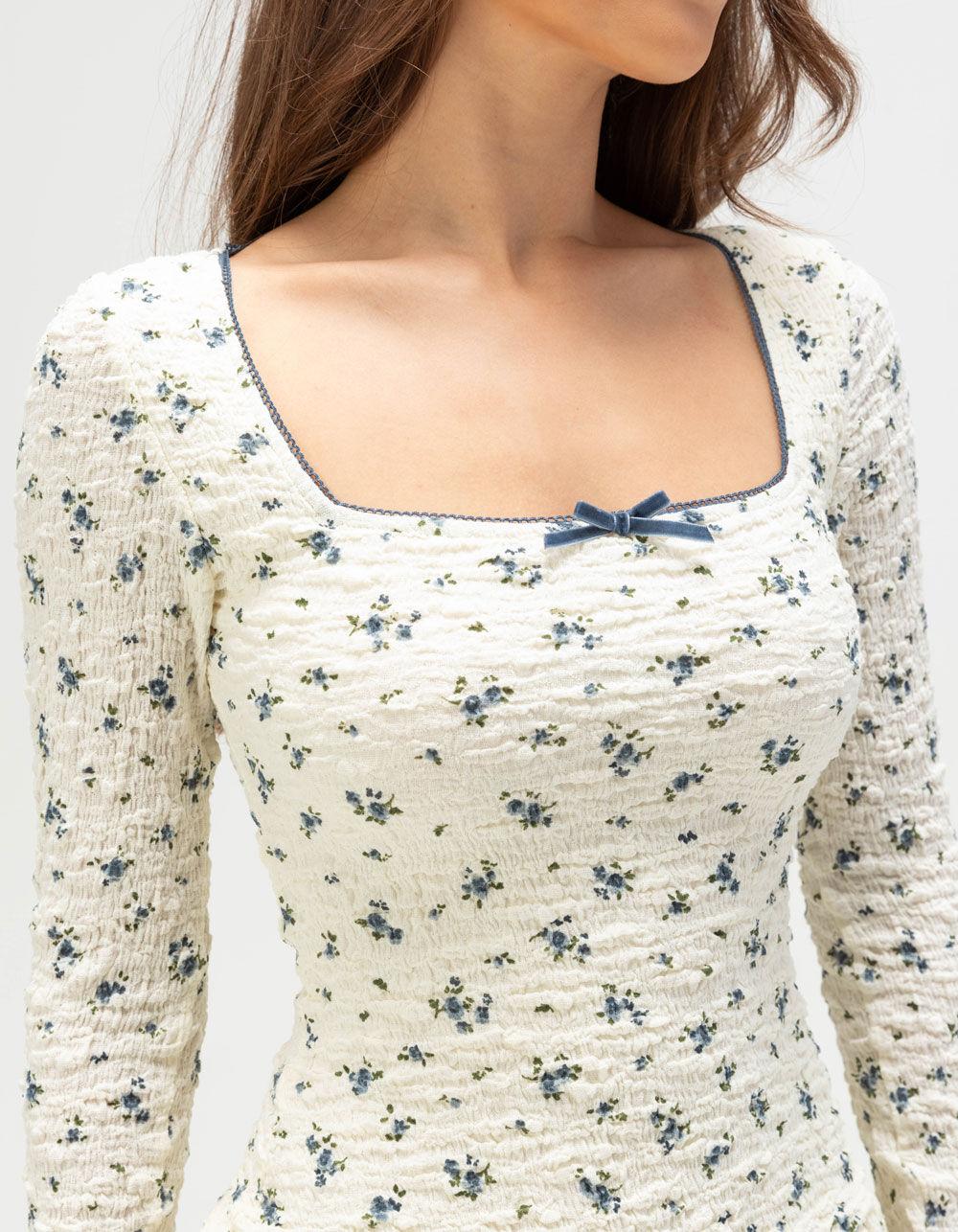 RSQ Womens Long Sleeve Textured Bubble Dress - IVORY Product Image