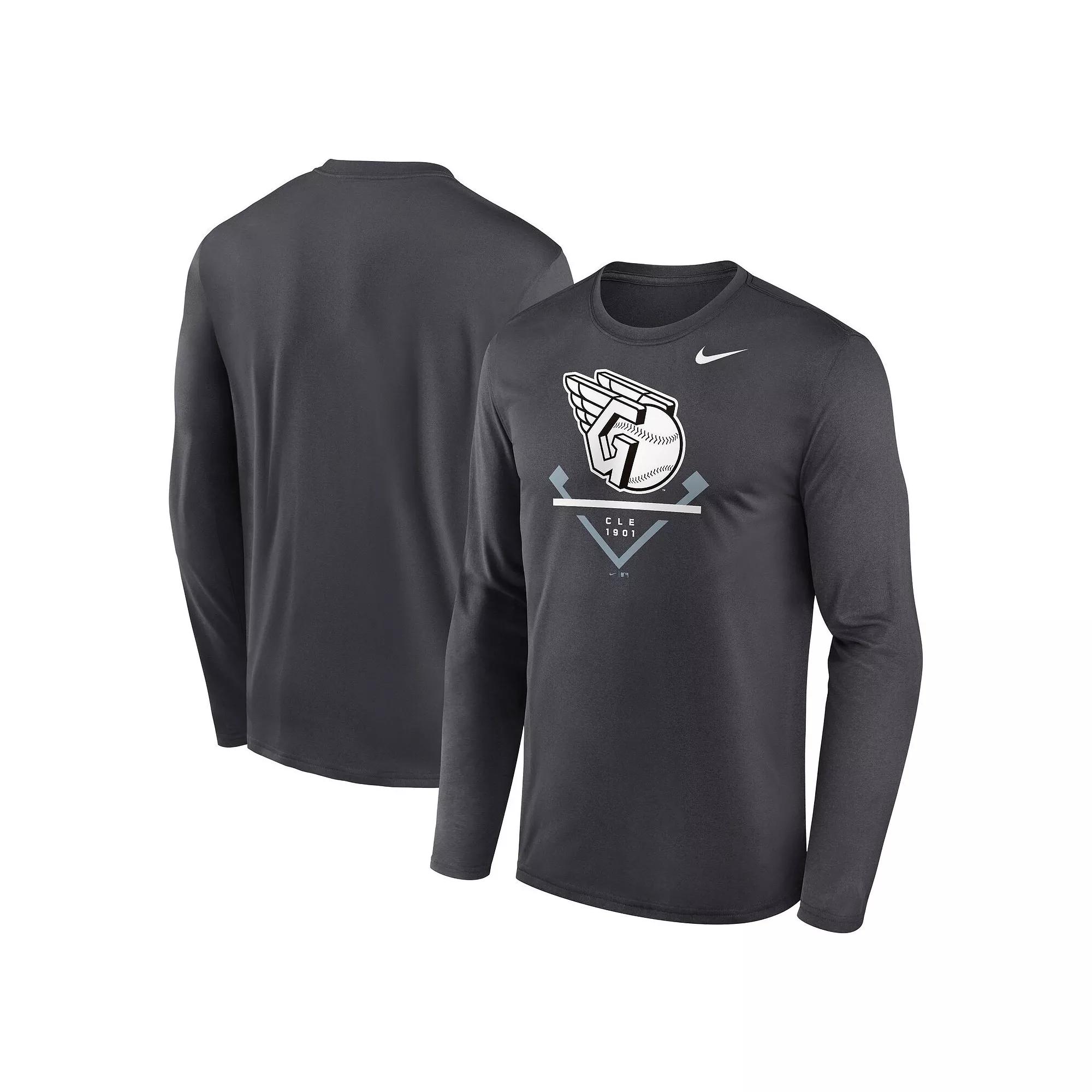 Men's Nike Anthracite Cleveland Guardians Icon Legend Performance Long Sleeve T-Shirt, Size: Small, Grd Grey Product Image