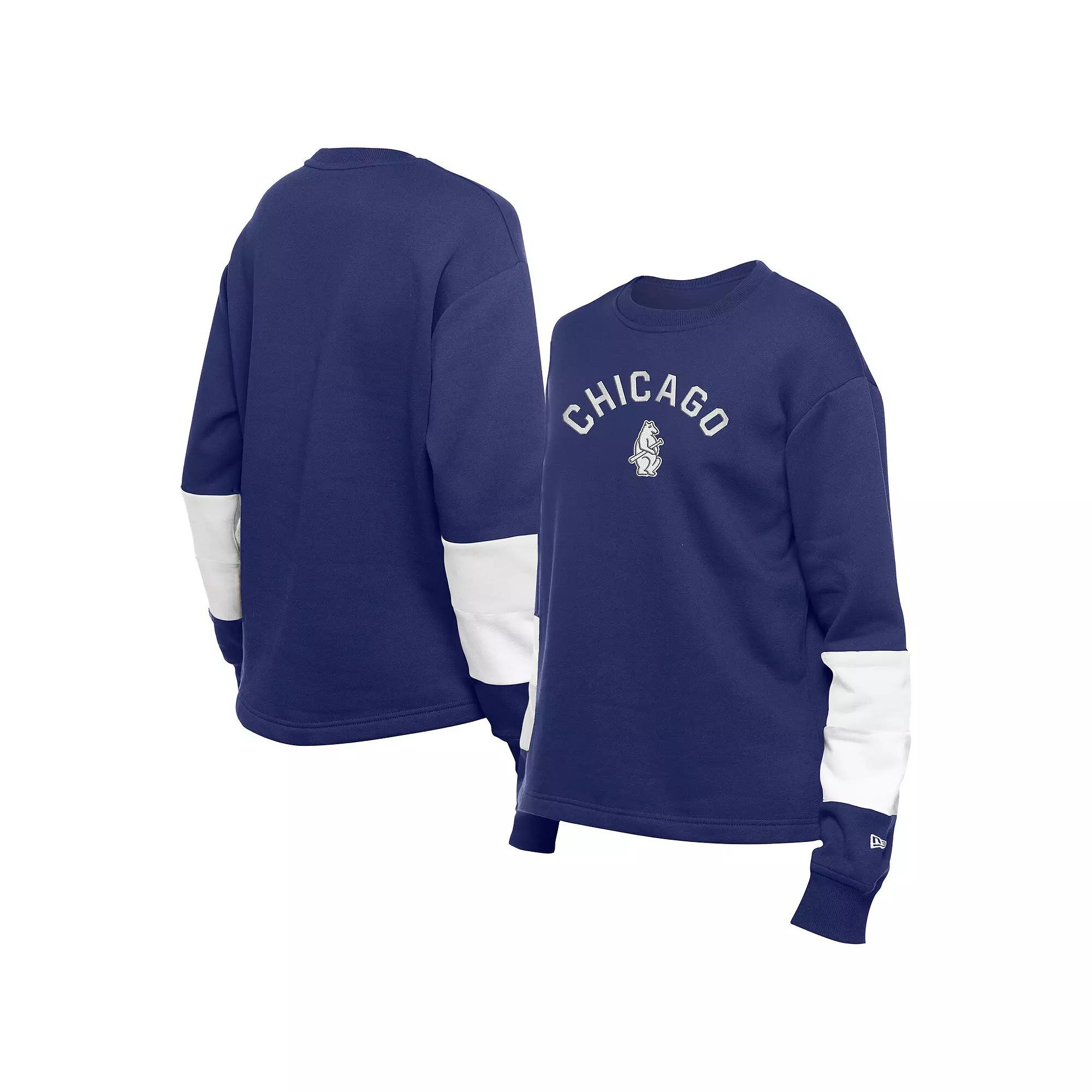 Women's New Era Navy Chicago Cubs Game Day Color Pullover Sweatshirt,  Product Image