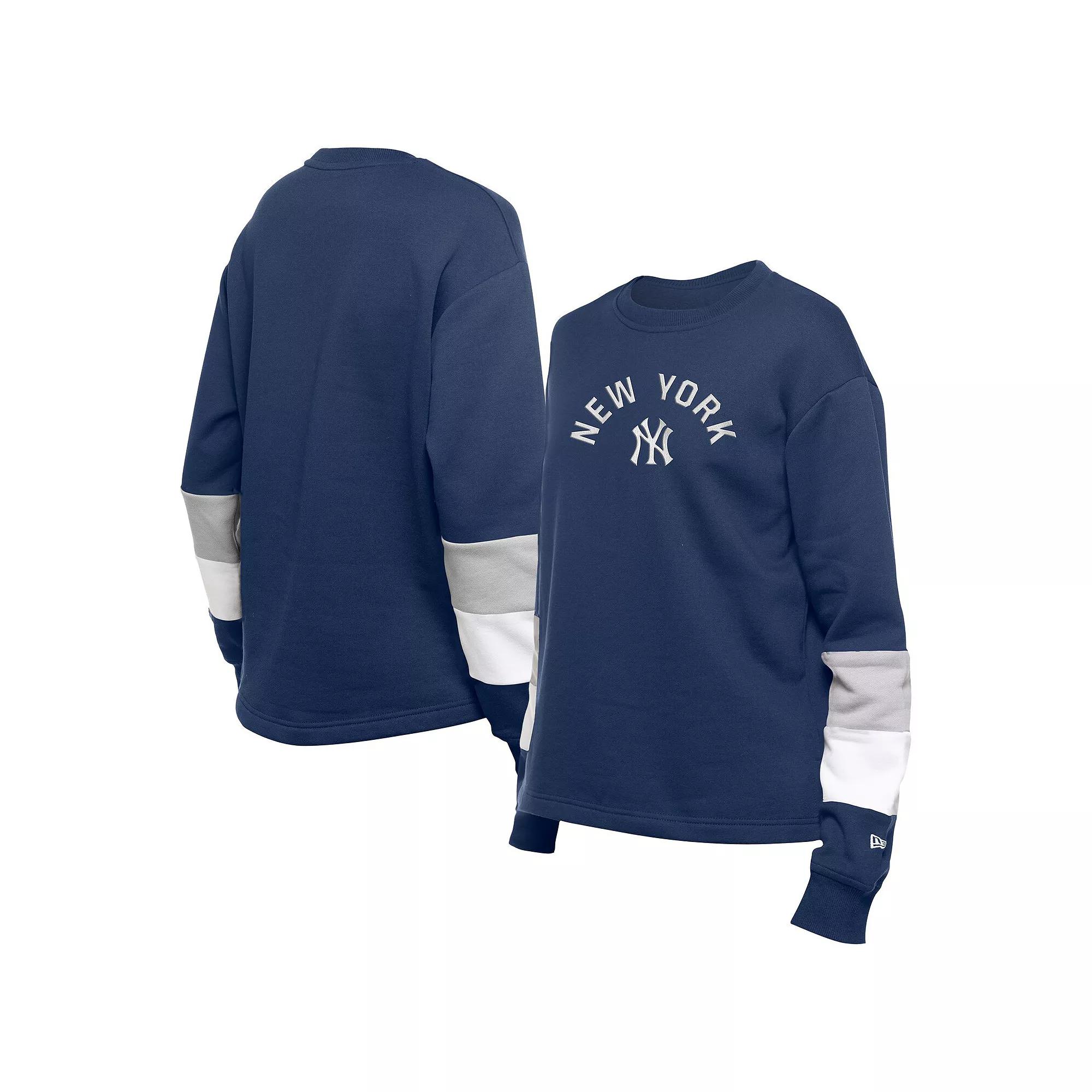 Women's New Era  Navy New York Yankees Gameday Crewneck Sweatshirt, Size: Small, Blue Product Image