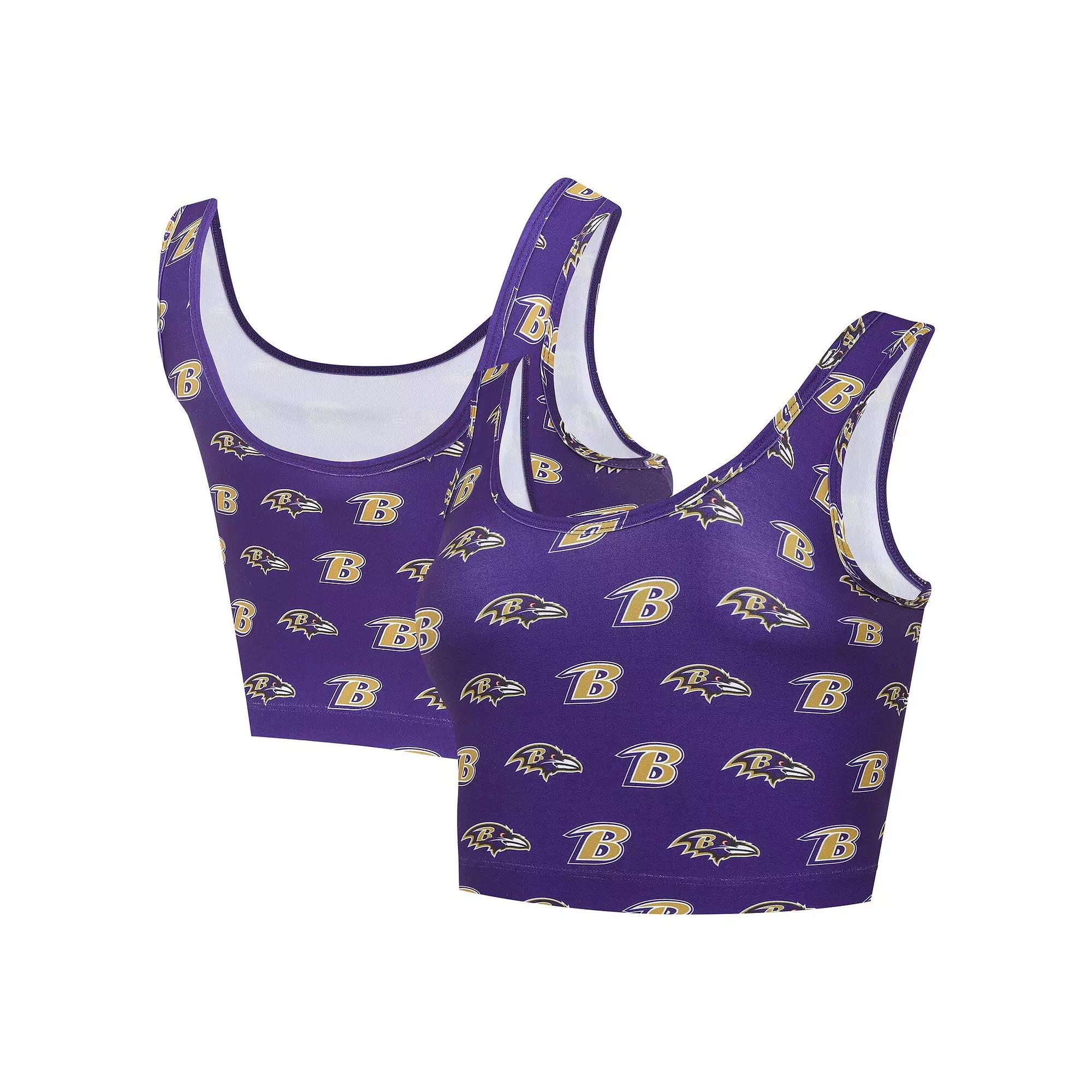 Women's Concepts Sport Purple Baltimore Ravens Record Allover Print Bralette, Size: Large Product Image