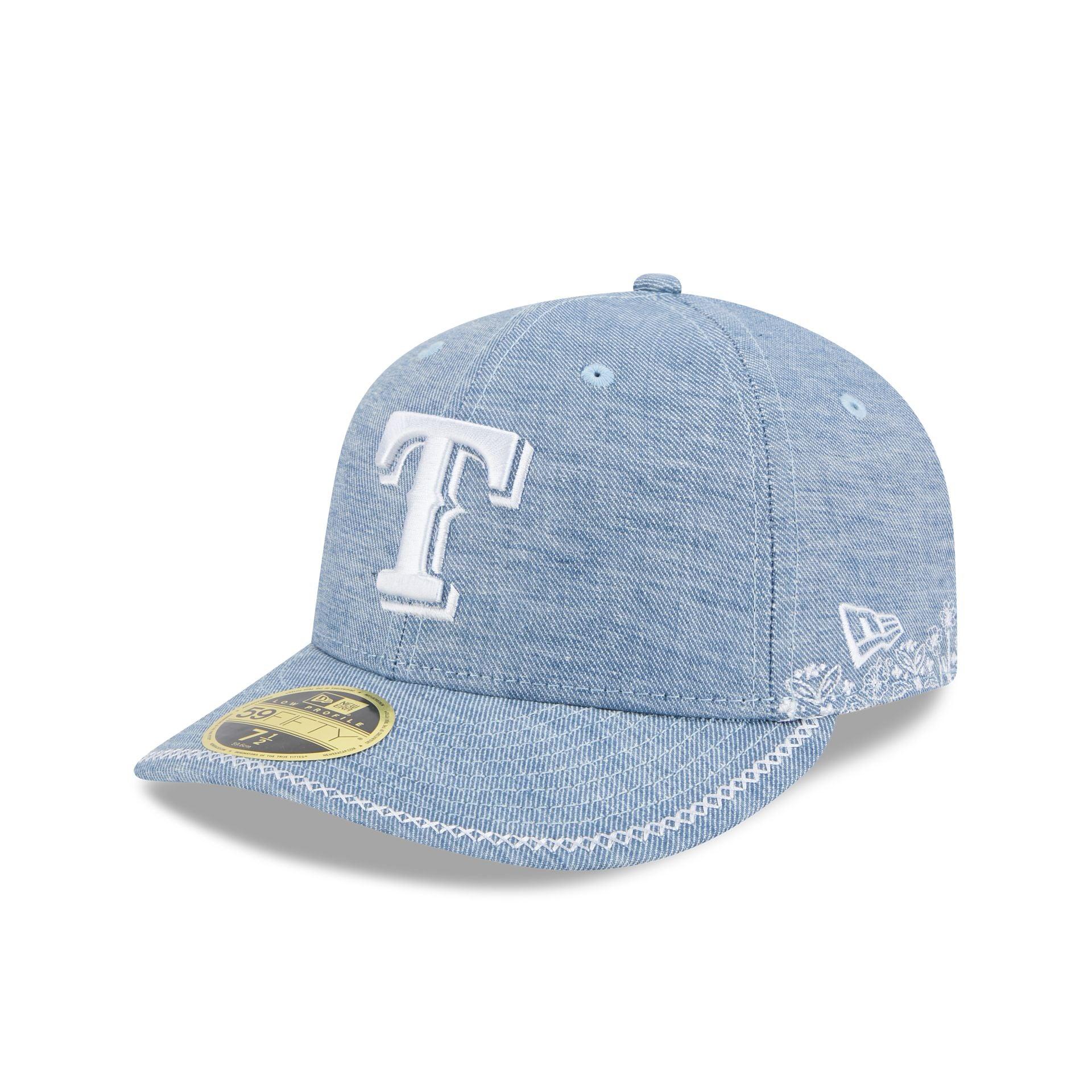 Texas Rangers Hand Stitched Chambray Low Profile 59FIFTY Fitted Hat Male Product Image