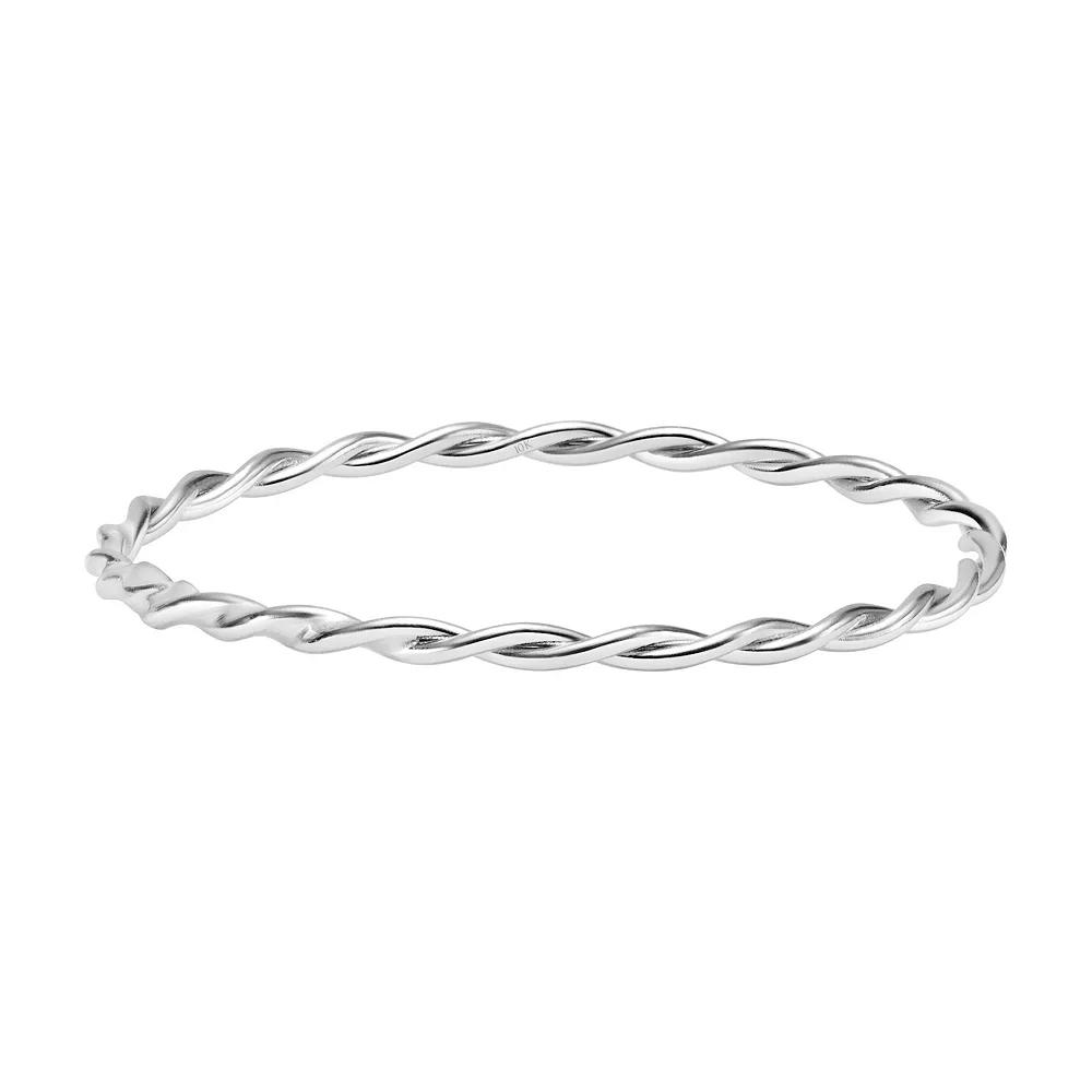 10k Gold 1 mm Twisted Stacking Ring, Women's, Size: 7, 10k White Gold Product Image