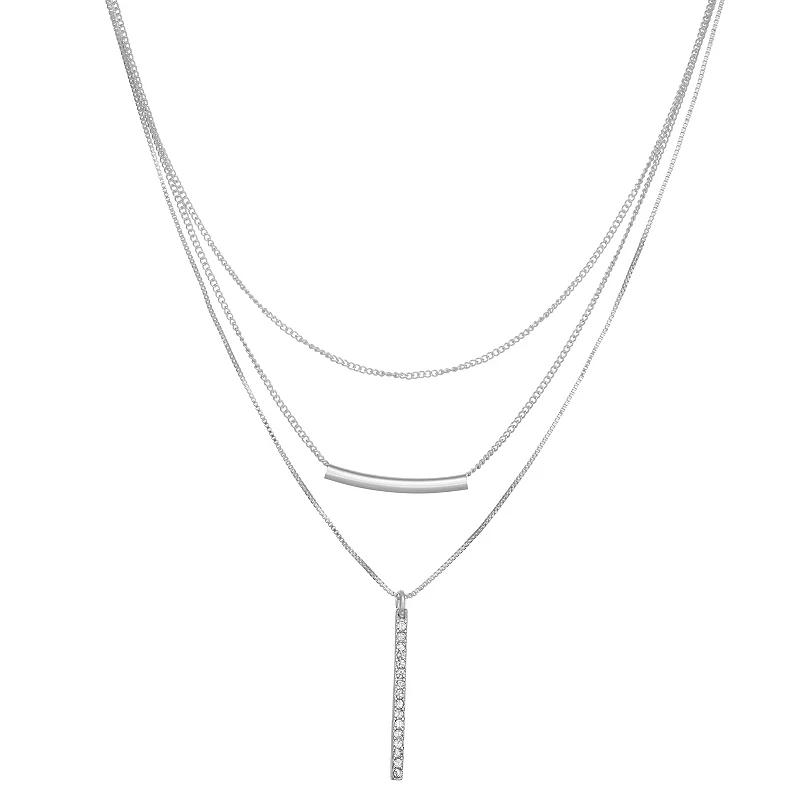 Nine West Simulated Crystal Multi-Strand Necklace, Womens, Silver Tone Product Image