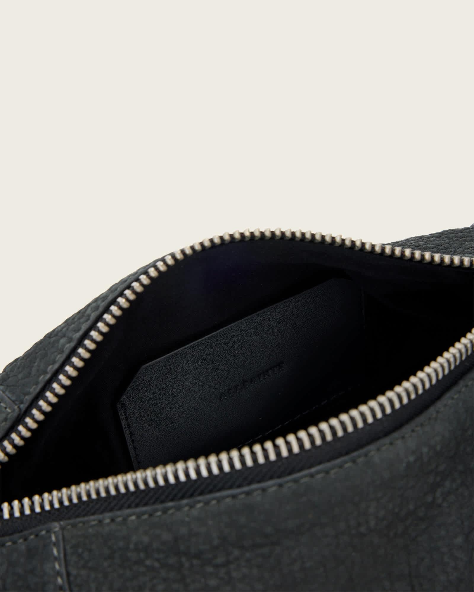 Vega Leather Mini Shoulder Bag METEORITE GREY | ALLSAINTS US Product Image