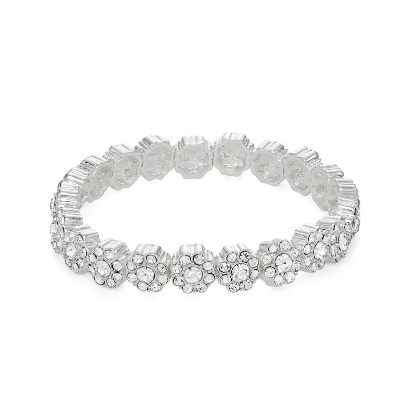You're Invited Silver Tone Crystal Accent Stretch Bracelet, Women's, Clear Product Image
