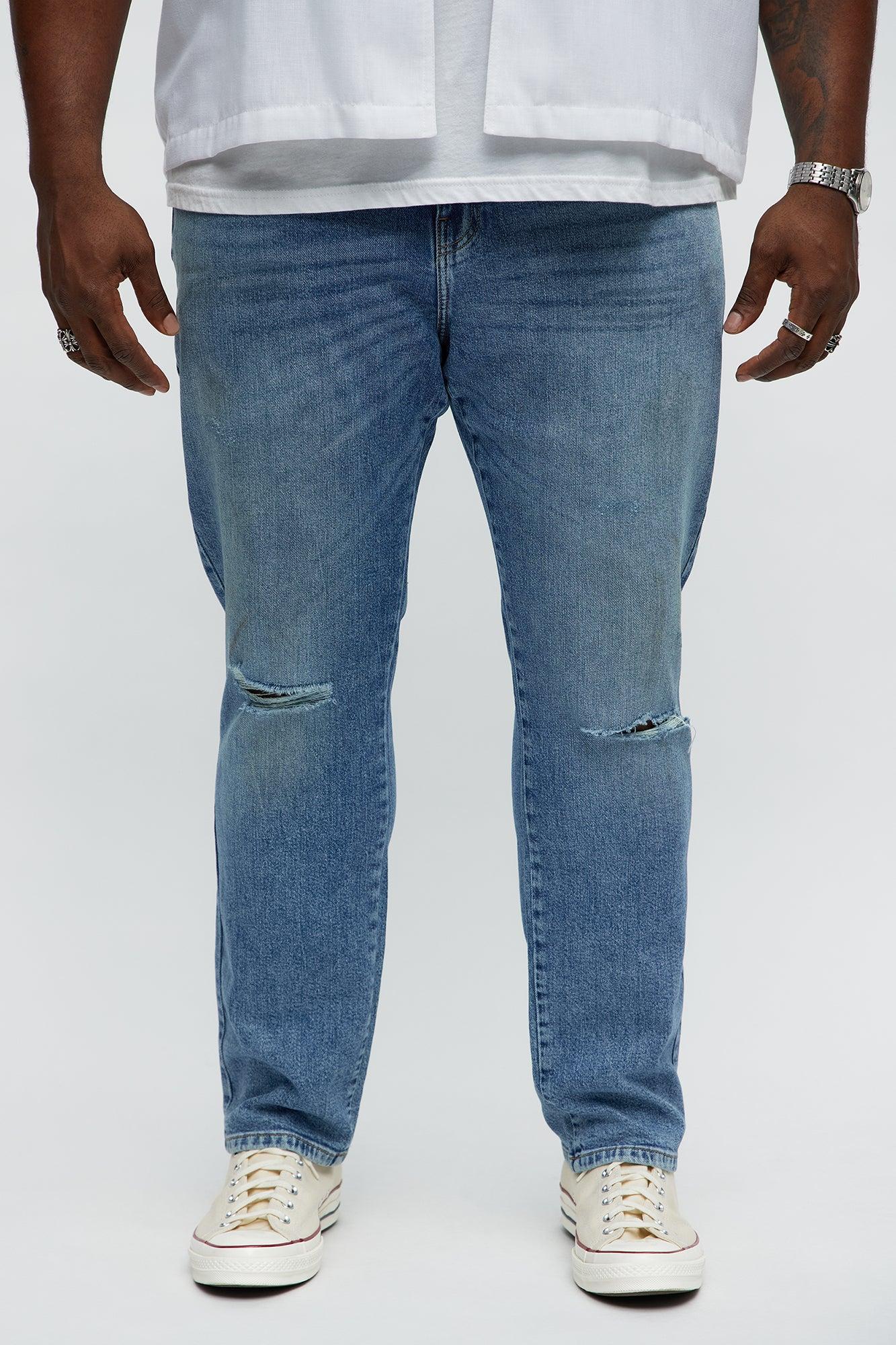 Play Dirty Distressed Slim Jeans - Medium Blue Wash Product Image