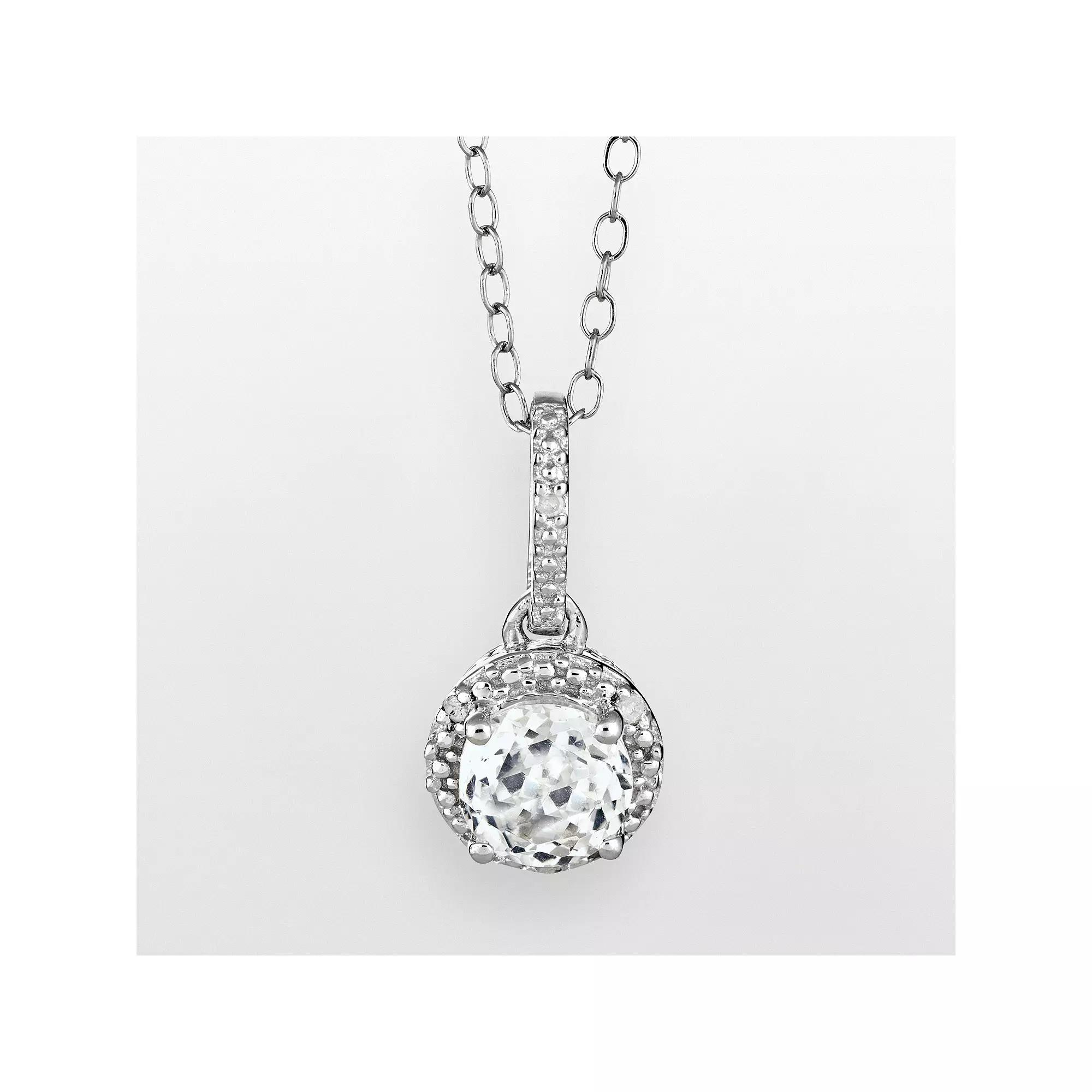 Celebration Gems Sterling Silver Amethyst and Diamond Accent Frame Pendant, Women's,  Product Image