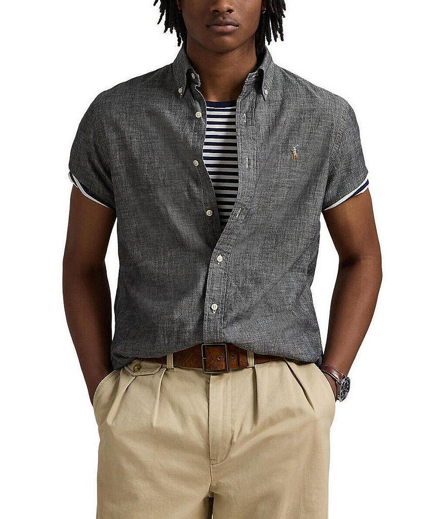 Polo Ralph Lauren Classic-Fit Chambray Short-Sleeve Woven Shirt Product Image