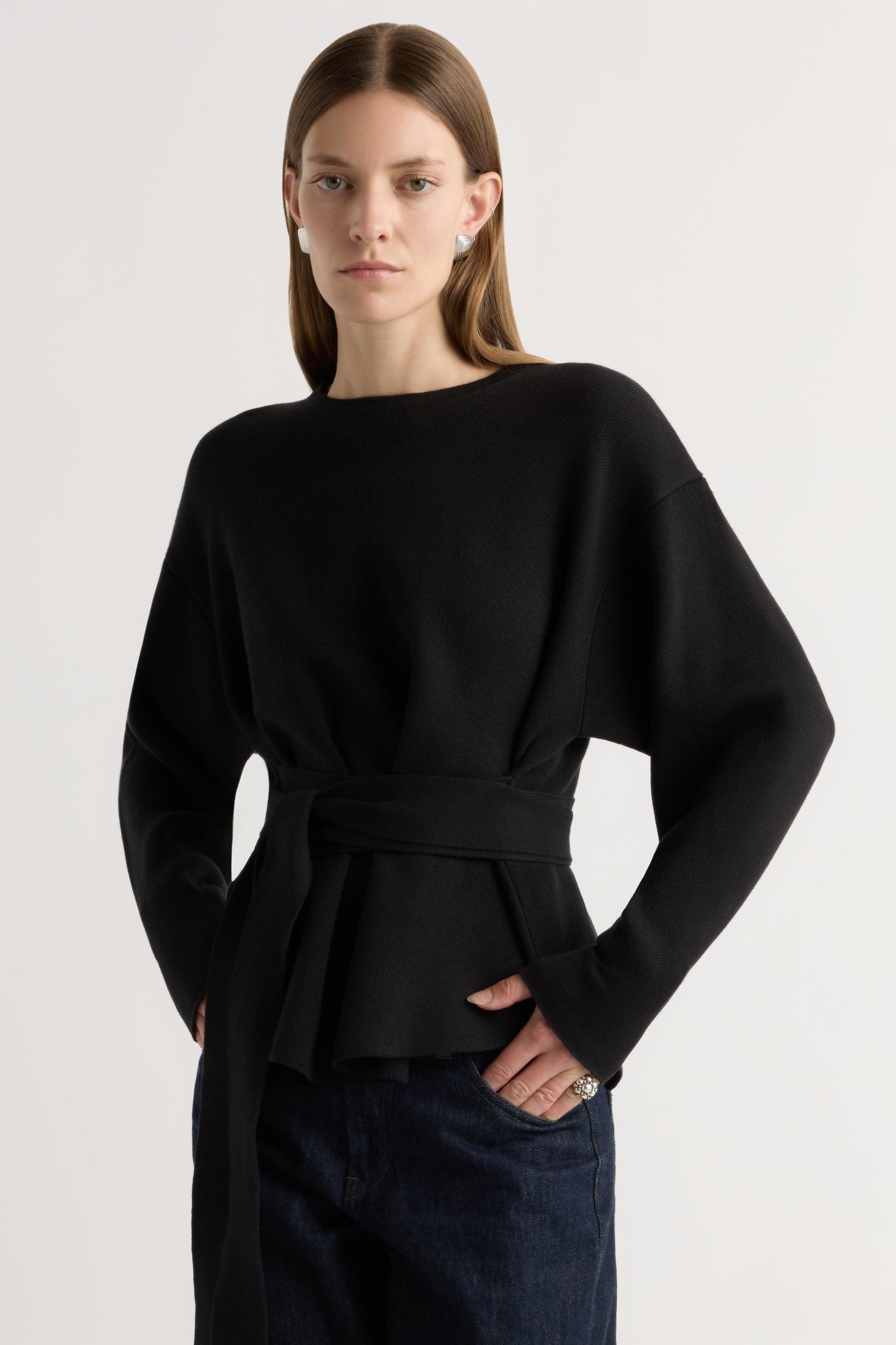 Nara Tie-Front Knit Sweater Product Image