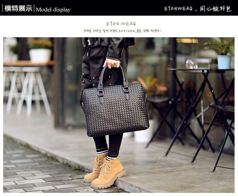 Woven Faux Leather Briefcase Product Image