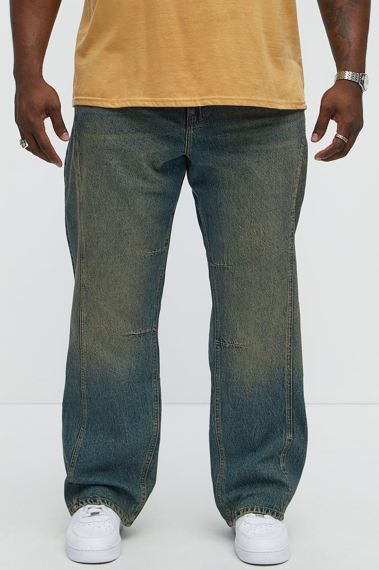 In The Middle Paneled Stacked Slim Flare Jeans - Vintage Blue Wash Male Product Image