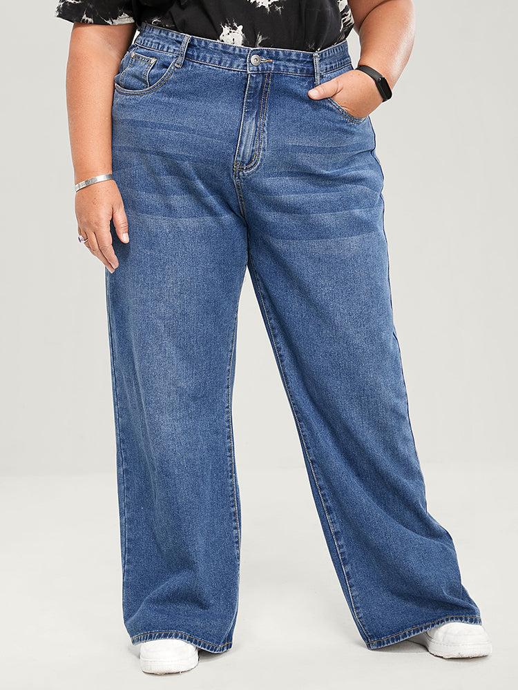 Straight Moderately Stretchy High Rise Dark Wash Sculpt Waist Jeans Female Product Image