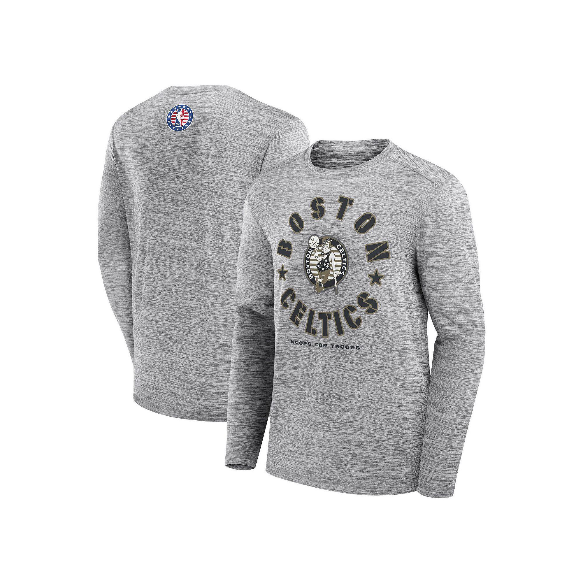 Men's Fanatics Heather Gray Boston Celtics NBA Hoops for Troops Long Sleeve T-Shirt,  Product Image