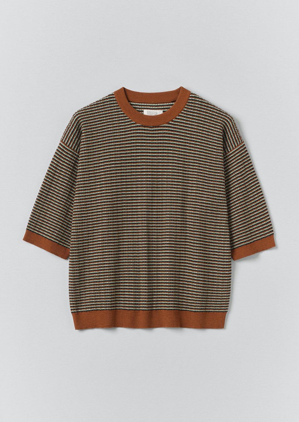 Knitted Cotton Tee | Green Multi Product Image