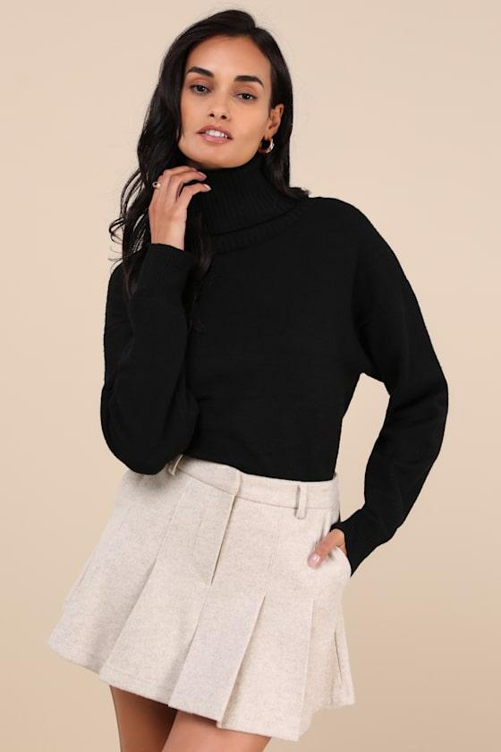 Charmed Crush Heather Beige Pleated Mini Skirt Product Image