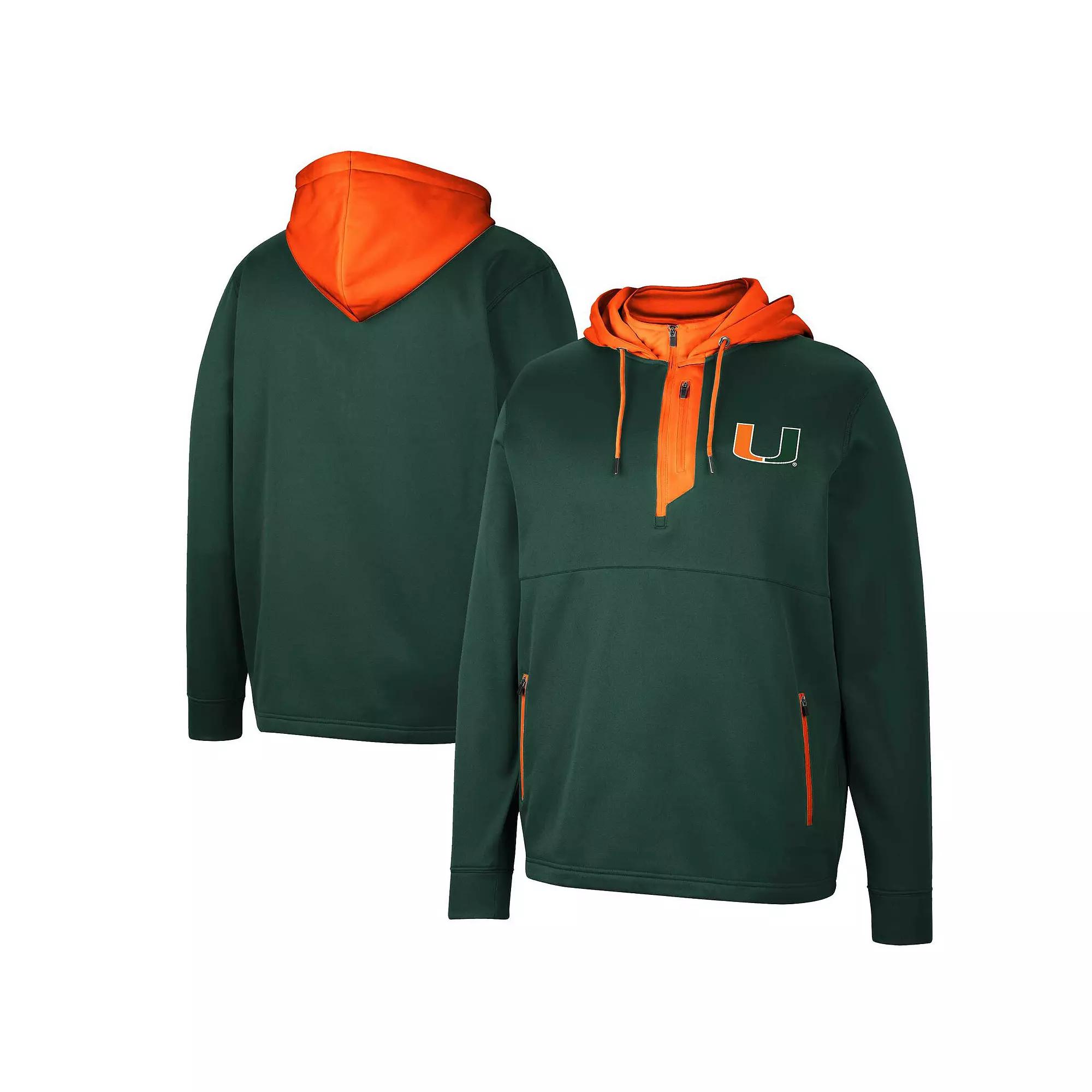 Men's Colosseum Green Miami Hurricanes Luge 3.0 Quarter-Zip Hoodie, Size: XL Product Image