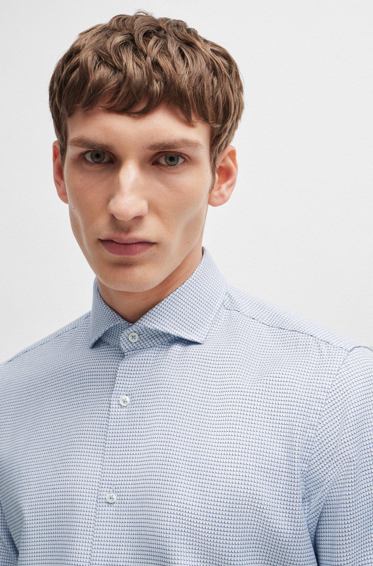 Regular-fit shirt in structured cotton twill Product Image