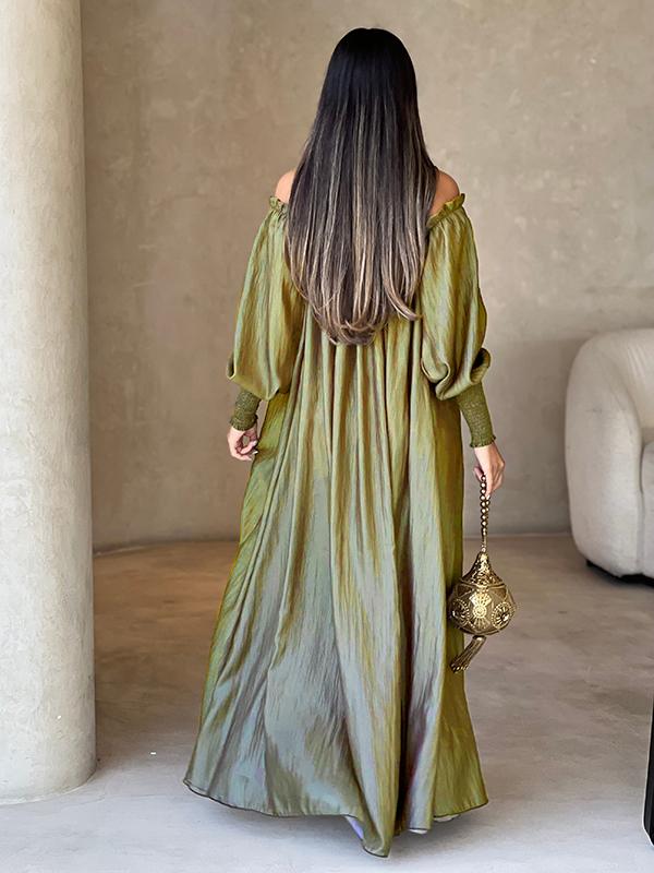 Loose Solid Color Long Sleeves Maxi Dresses Product Image