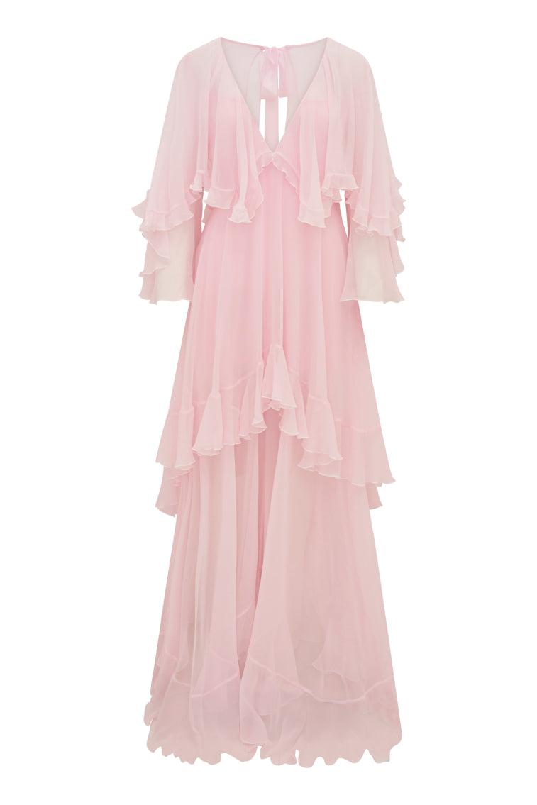 Collia Silk Maxi Dress - PALE PINK Product Image