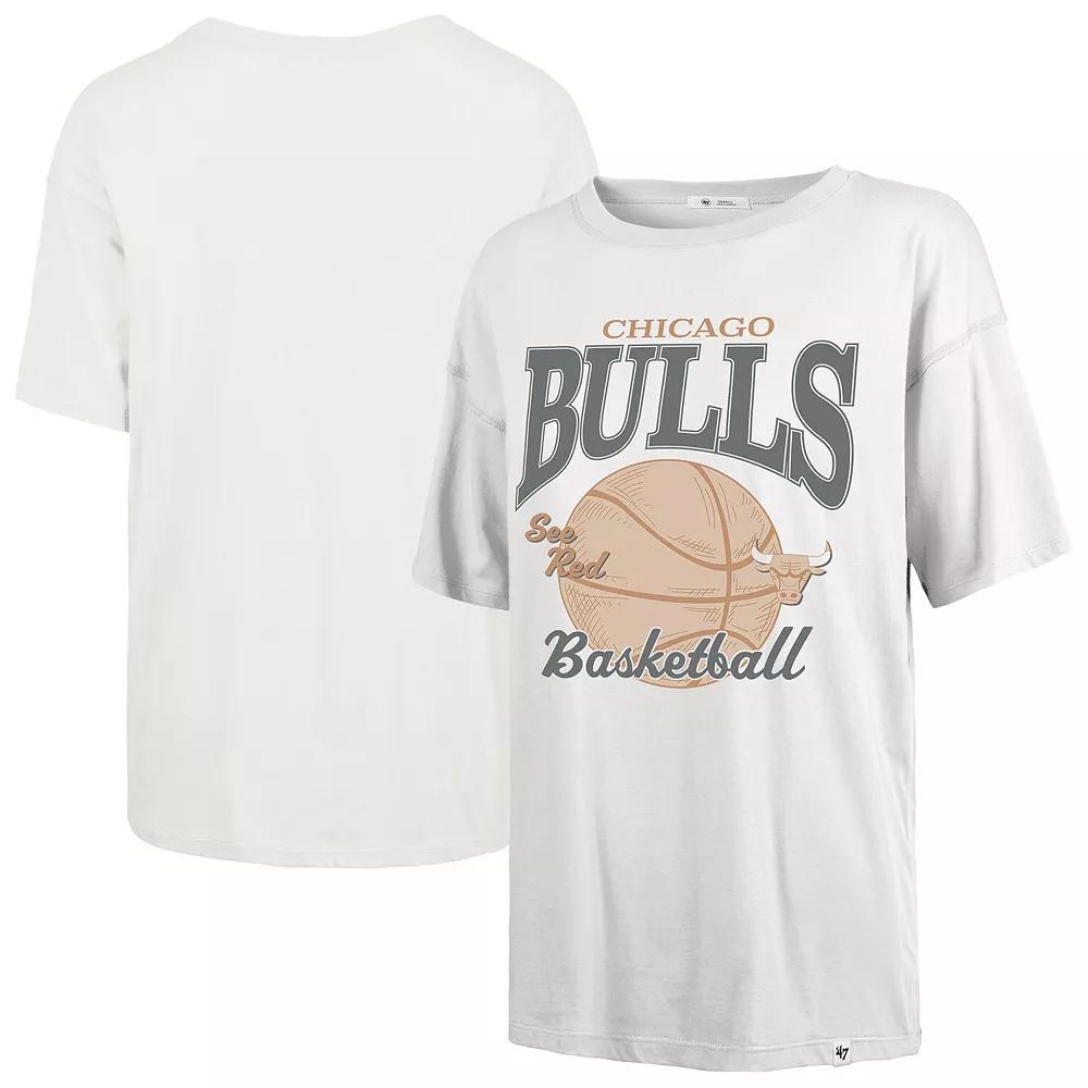 Women's '47  White Chicago Bulls City Edition Down Court Sadie T-Shirt, Size: Large Product Image